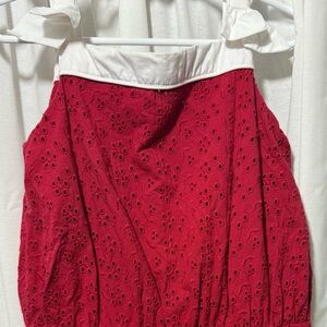 Janie and Jack Red Eyelet Sundress with White Trim